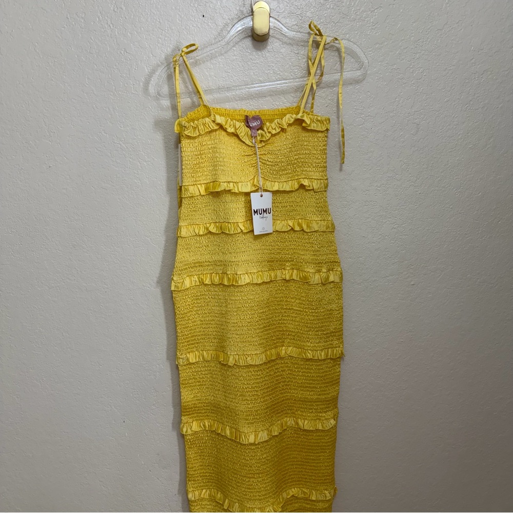 New show me your mumu Stella Smocked Dress size L - Picture 8 of 11